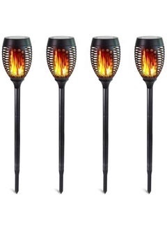 Bluejw 4-Piece Solar Powered Flame Lamp Torch Light Set Black  - Image 1