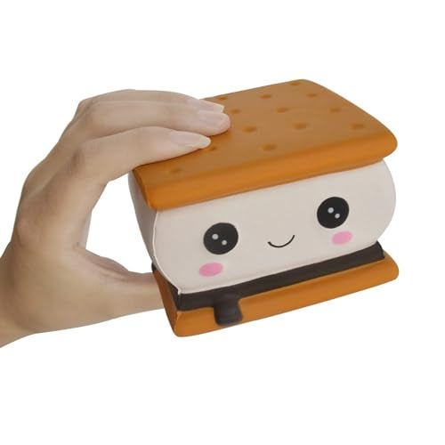 funnysquee Delightful SMore Squishies Kids Birthday Gift Adorable Sandwich Cookie StressRelief Smore Toy Smore - Image 1