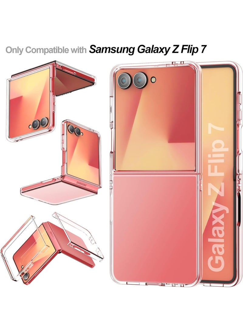 Case for Samsung Galaxy Z Flip 7, Full Protection Cover Slim Fit Lightweight Anti-Drop Transparent Anti Yellowing Hard PC Case Shockproof Clear Cover for Samsung Galaxy Z Flip 7 - Image 3