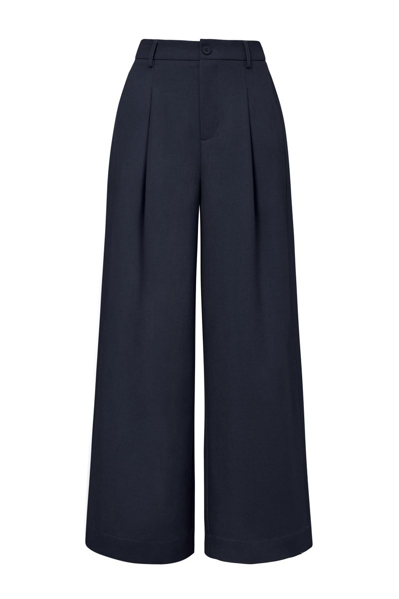Arach&Cloz Womens Linen Lightweight Work Pants High Waisted Loose Slacks Business Casual Outfits Office Dressy Trousers with Pockets Regular Dress Pants Navy 2026 XL - Image 4