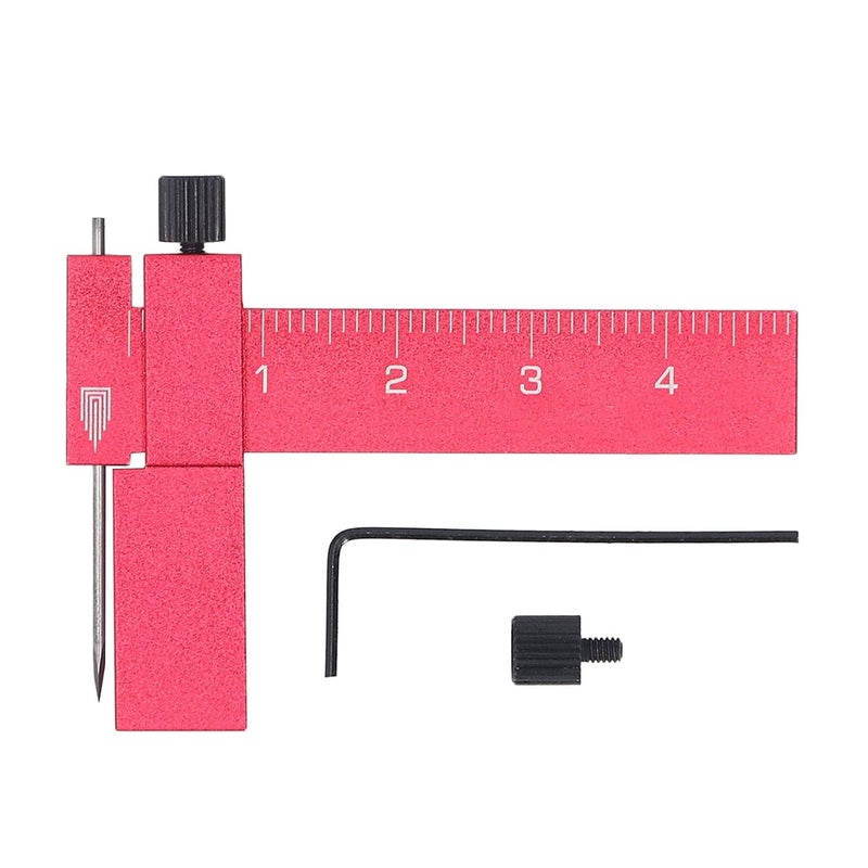 Fafeicy Adjustable Equidistant Parallel Scriber Tool, with Tungsten Steel Needle, Aluminum Alloy Construction, for Model Making and Engraving (Red) - Image 1