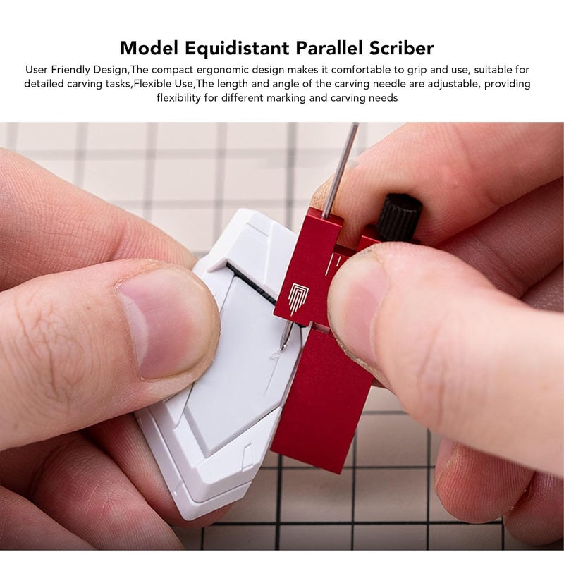 Fafeicy Adjustable Equidistant Parallel Scriber Tool, with Tungsten Steel Needle, Aluminum Alloy Construction, for Model Making and Engraving (Red) - Image 2