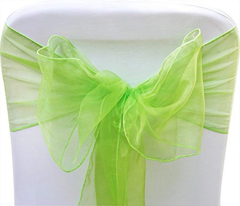 SARVAM FASHION Elegant Organza Chair Sashes Sheer Fabric Sashes for Weddings  Parties  and Special Events - (Pack of 10 Pieces  Lime Green) - Image 1