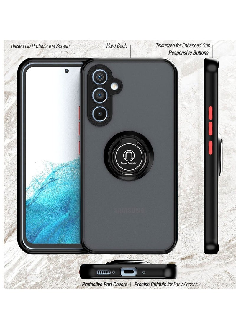BORTONY Galaxy A54 5G Case Metal Ring and Grip Holder Kickstand Car Magnetic Mount Shockproof Matte Hard Back Case for Samsung Galaxy A54 5G - Image 2
