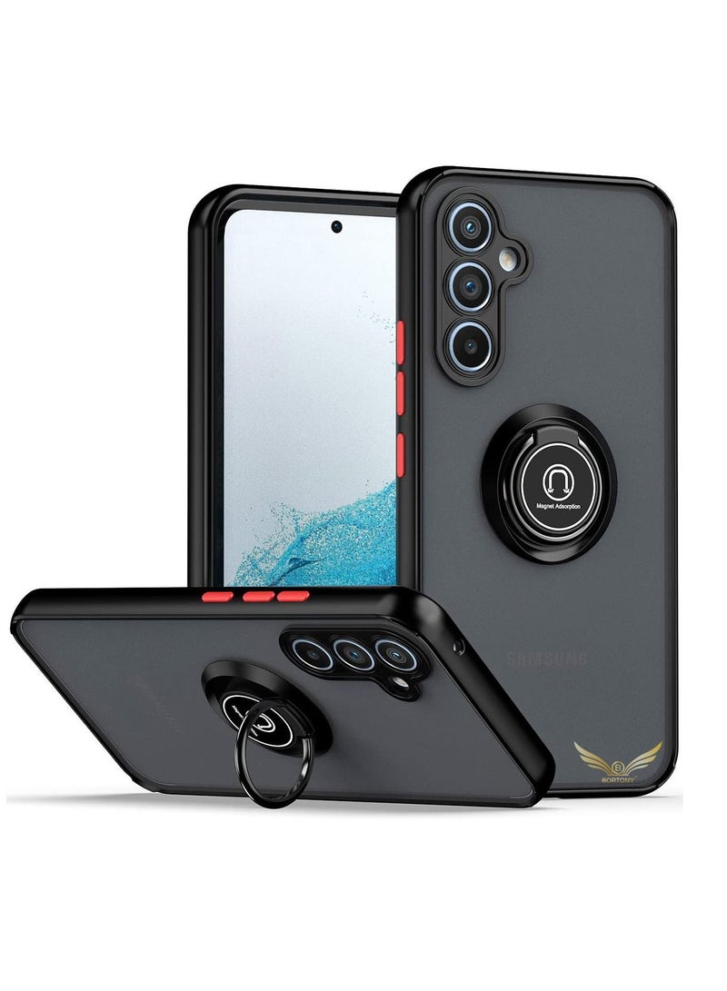 BORTONY Galaxy A54 5G Case Metal Ring and Grip Holder Kickstand Car Magnetic Mount Shockproof Matte Hard Back Case for Samsung Galaxy A54 5G - Image 1