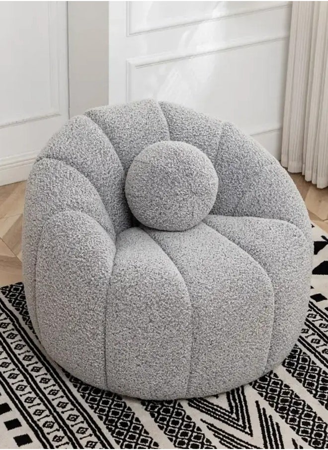 CloudShell Accent Chair – Light Gray Boucle – Curved Modern Design