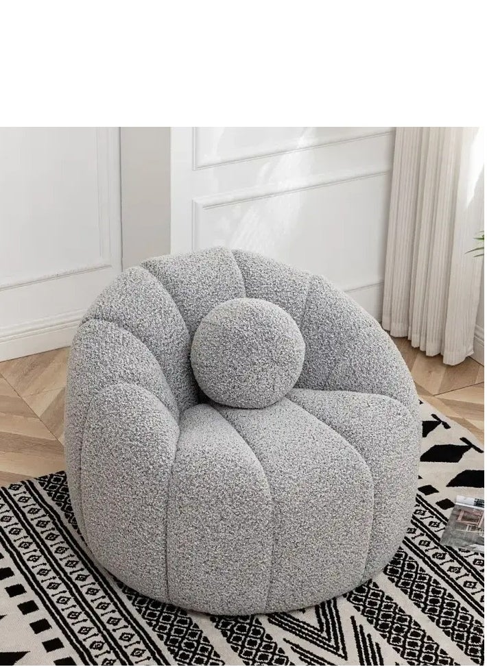 CloudShell Accent Chair – Light Gray Boucle – Curved Modern Design