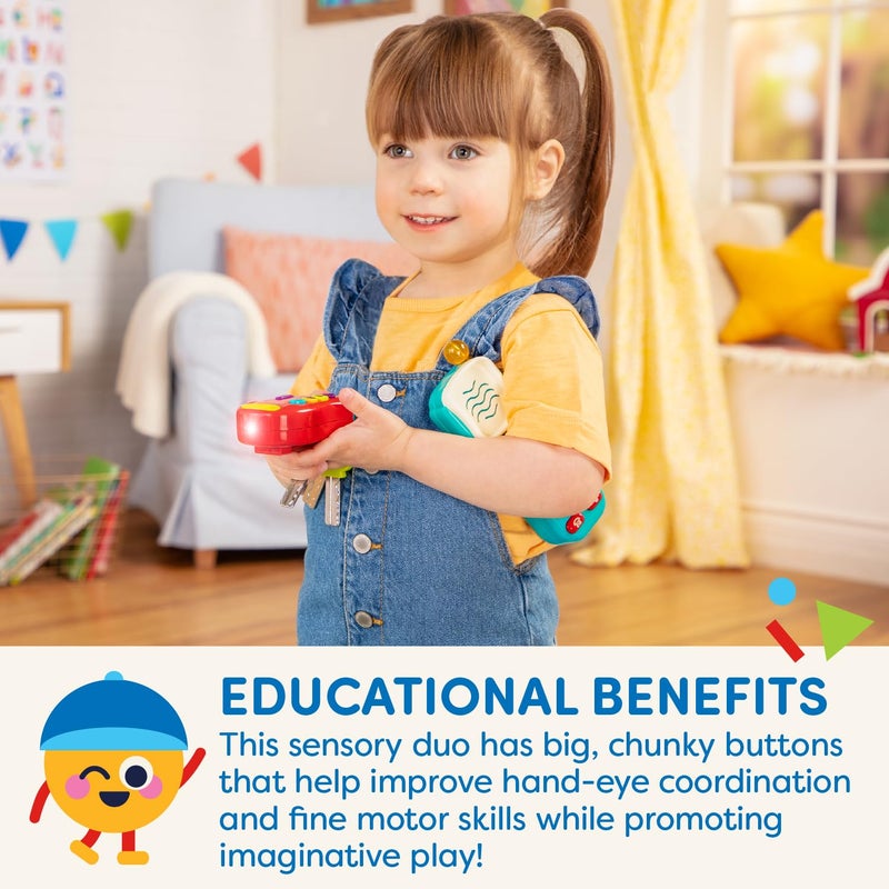 Battat – Sensory Toys – Pretend Phone & Keychain – Toddler Light-Up Phone – Toy Car Keys & Phone – 10 Months + – Light & Sound Phone + Light & Sound Keys - Image 4