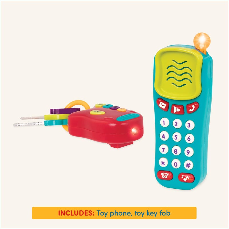 Battat – Sensory Toys – Pretend Phone & Keychain – Toddler Light-Up Phone – Toy Car Keys & Phone – 10 Months + – Light & Sound Phone + Light & Sound Keys - Image 5