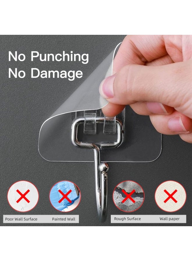 Large Hooks for Hanging Heavy-Duty 40Ib(Max) 20 Packs, Wall Hangers without Nails Self-Adhesive Traceless Clear and Removable, Waterproof and Rustproof Multiple Uses for Bathroom Kitchen Home - Image 3