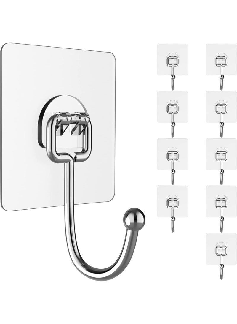 Large Hooks for Hanging Heavy-Duty 40Ib(Max) 20 Packs, Wall Hangers without Nails Self-Adhesive Traceless Clear and Removable, Waterproof and Rustproof Multiple Uses for Bathroom Kitchen Home - Image 1