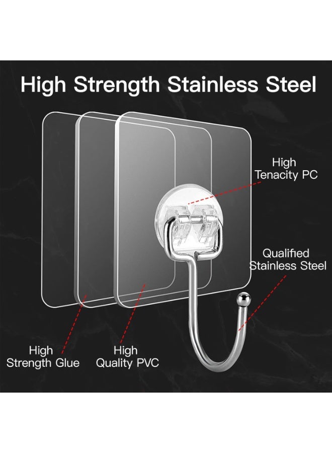 Large Hooks for Hanging Heavy-Duty 40Ib(Max) 20 Packs, Wall Hangers without Nails Self-Adhesive Traceless Clear and Removable, Waterproof and Rustproof Multiple Uses for Bathroom Kitchen Home - Image 5
