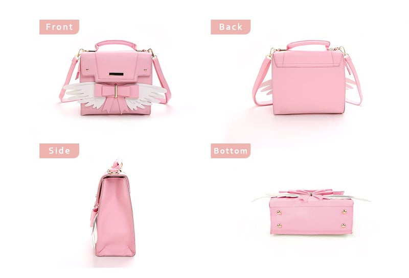 JHVYF Women's Cute Wings Bow Top Handle Cross Body Shoulder Bags Girls Kawaii Handbag Pink 354343 - Image 4