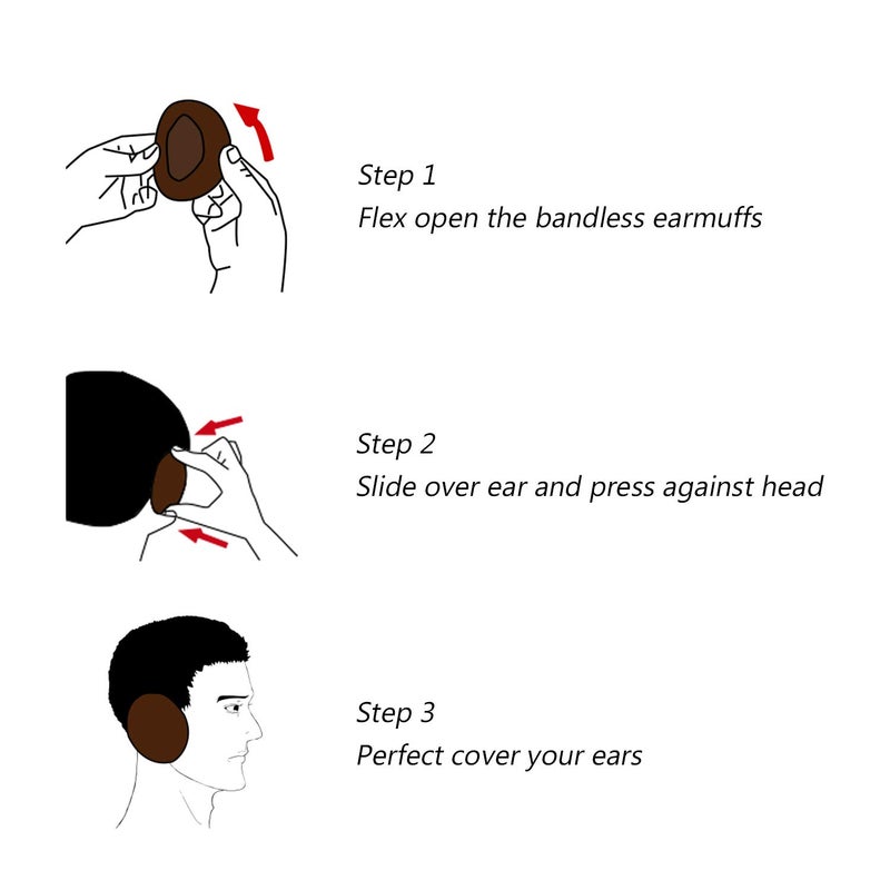 Aurya Bandless Ear Warmers/Earmuffs Winter Ear Covers Outdoor Fleece Ear Muffs for Men Women Kids(Wine Red) - Image 3