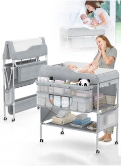 MIXDE Portable Foldable Diaper Changing Station With Wheels, Grey  - Image 1