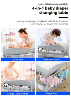 MIXDE Portable Foldable Diaper Changing Station With Wheels, Grey  - Image 3