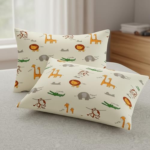 Filymore Kids 31 Animal Printed Pillow Covers for Kids Room | Made with Pure Microfiber Soft & Skin Friendly Pillow Cases | Size (17 x 27 inch, Off White) Set of 2 Covers. - Image 4