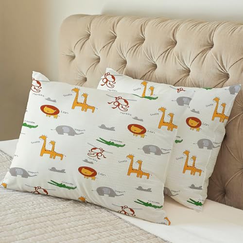 Filymore Kids 31 Animal Printed Pillow Covers for Kids Room | Made with Pure Microfiber Soft & Skin Friendly Pillow Cases | Size (17 x 27 inch, Off White) Set of 2 Covers. - Image 5