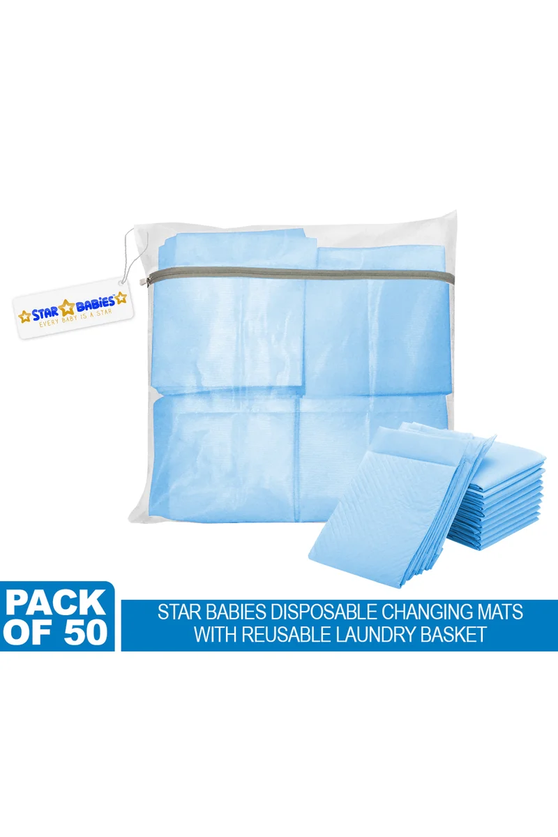 STAR BABiES Star Babies - Disposable Changing mats (45x60cm) Large, Pack of 50 - Blue