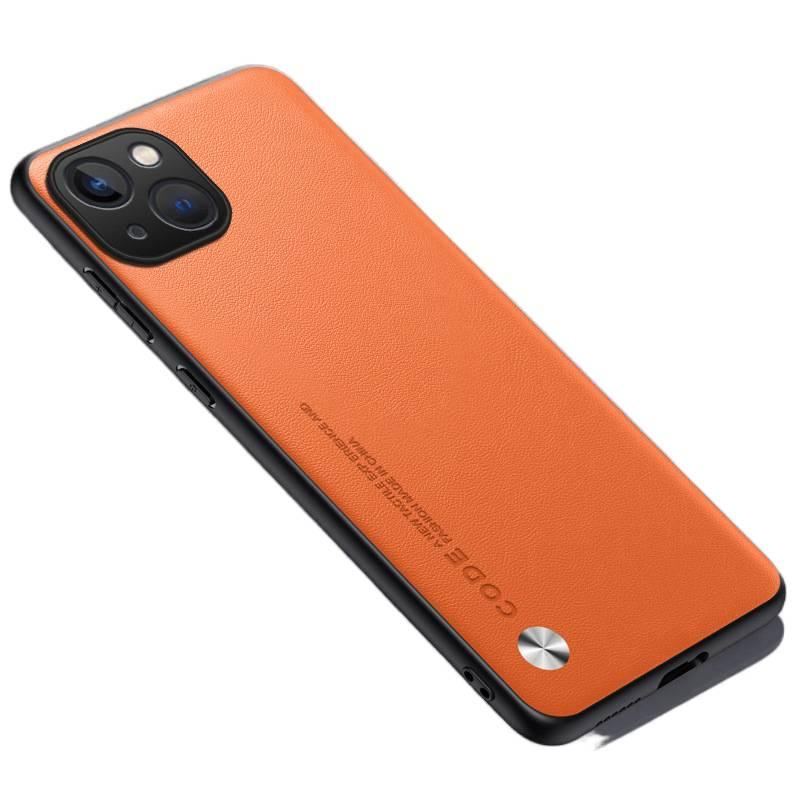 MS غطاء واقي بملمس جلد لـ Redmi Note 13 Pro مع حماية من السقوط وتغطية كاملة مع مقاوم للصدمات مع ملمس الجلد مع أسلوب تجاري باللون برتقالي للعمل والمكتب باللون الأحمر - Image 1
