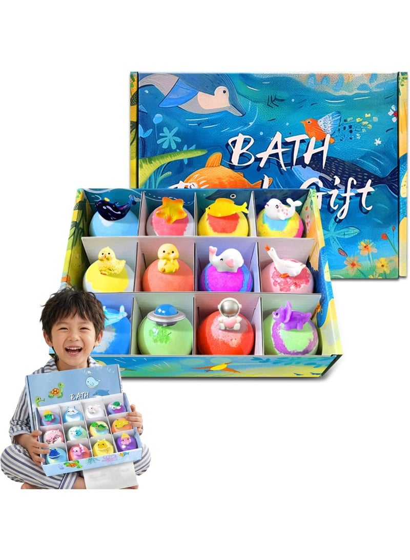 Bath Easter Bath Bombs with Surprise Inside, 12 Pack Fizzy Bubble Bath Gift Set, with Surprise Toys Inside, Organic Bath Bombs with Toys, Natural Sea Salt Color Changing Spa Bath Balls (Ocean 2) - Image 1