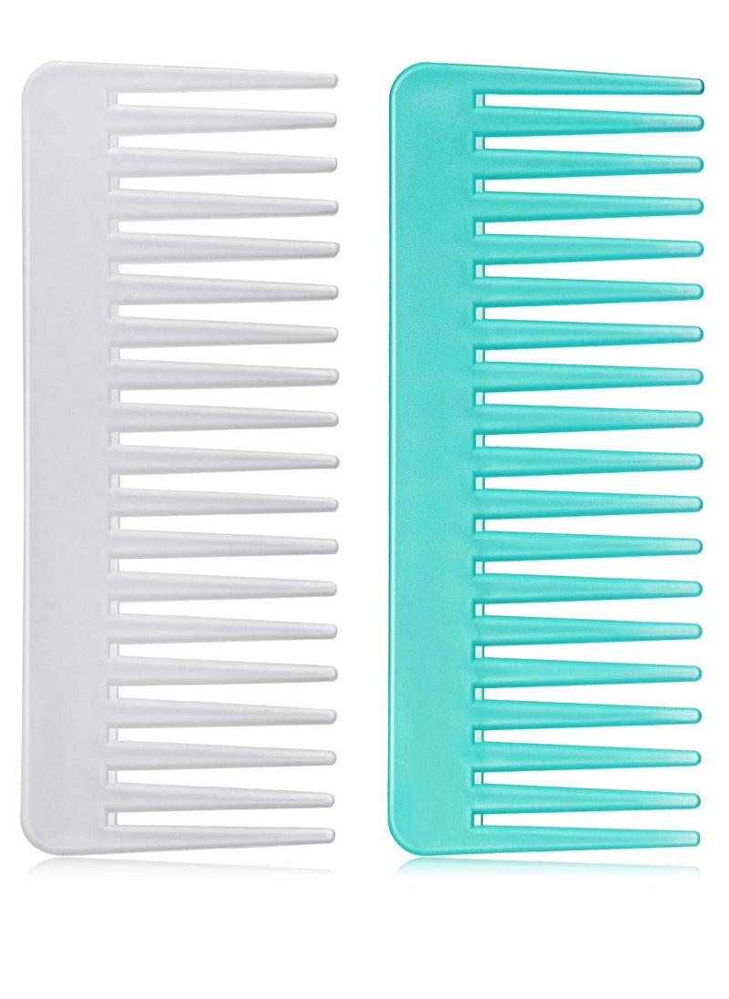 Patelai - Large Hair Detangling Comb, Wide Tooth for Curly, Wet Dry Hair, No Handle Comb Styling Shampoo Comb (White, Cyan) - Image 1