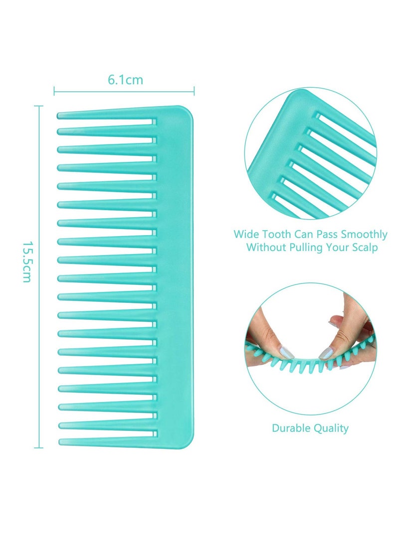 Patelai - Large Hair Detangling Comb, Wide Tooth for Curly, Wet Dry Hair, No Handle Comb Styling Shampoo Comb (White, Cyan) - Image 1