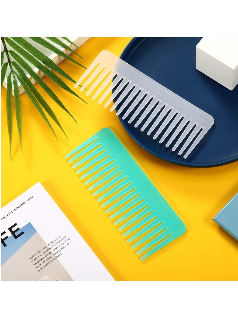 Patelai - Large Hair Detangling Comb, Wide Tooth for Curly, Wet Dry Hair, No Handle Comb Styling Shampoo Comb (White, Cyan) - Image 1