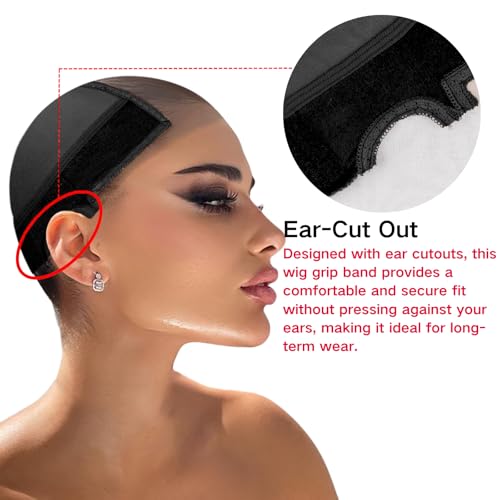 Isshin Beauty Lace Wig Grip Cap Women 4x5 Transparent Swiss Lace Front Nonslip Wig Gripper for Keeping Wigs In Place Adjustable Elastic Headband with Velcro Black Net - Image 3