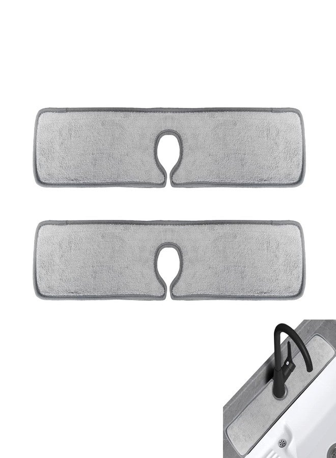 ZARSIO 2PCS Faucet Absorbent Mat, Sinkmat for Kitchen Faucet Splash Guard, Microfiber Faucet Splash Catcher For Kitchen Sink Around Faucet Handle (23.6 x 5 inch) - Image 1