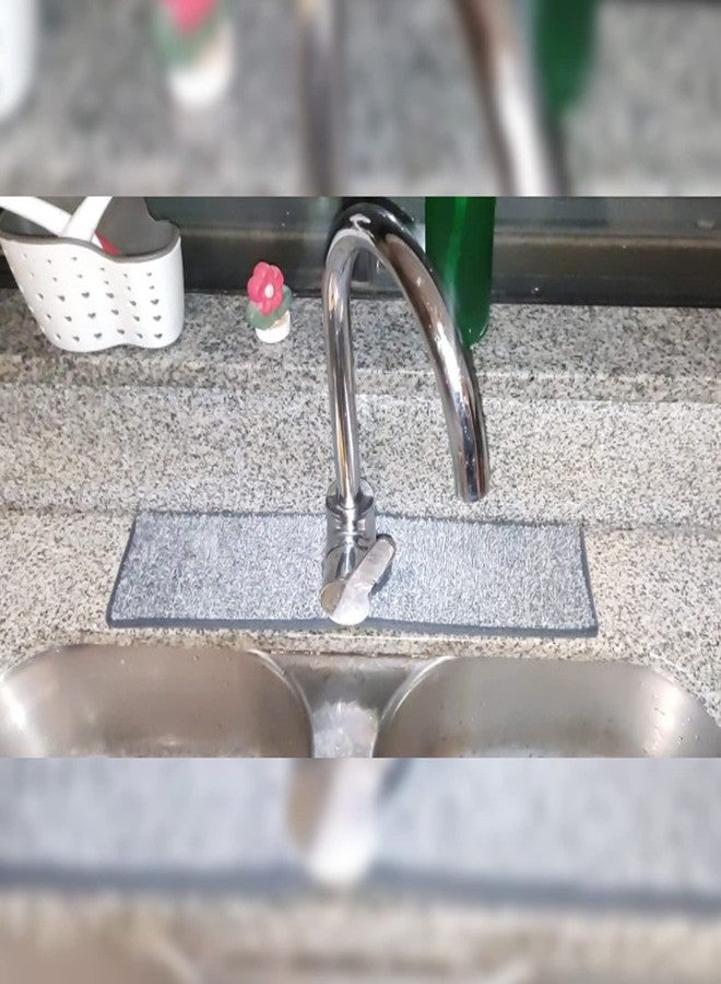 ZARSIO 2PCS Faucet Absorbent Mat, Sinkmat for Kitchen Faucet Splash Guard, Microfiber Faucet Splash Catcher For Kitchen Sink Around Faucet Handle (23.6 x 5 inch) - Image 5