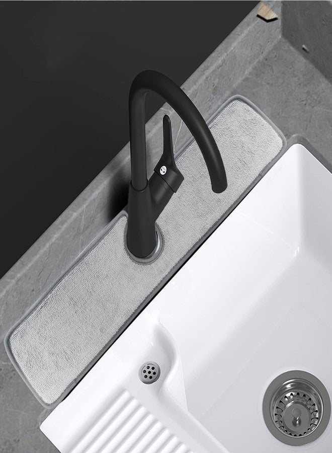 ZARSIO 2PCS Faucet Absorbent Mat, Sinkmat for Kitchen Faucet Splash Guard, Microfiber Faucet Splash Catcher For Kitchen Sink Around Faucet Handle (23.6 x 5 inch) - Image 2