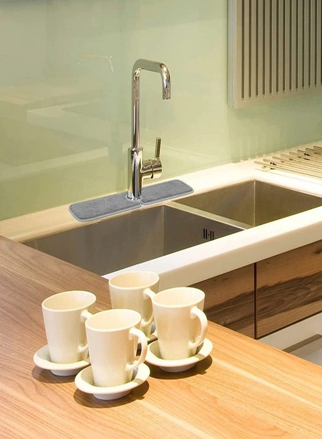 ZARSIO 2PCS Faucet Absorbent Mat, Sinkmat for Kitchen Faucet Splash Guard, Microfiber Faucet Splash Catcher For Kitchen Sink Around Faucet Handle (23.6 x 5 inch) - Image 3