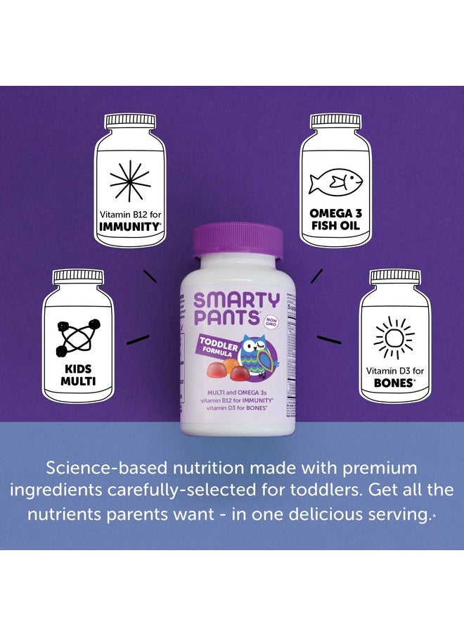 SmartyPants - Toddler Formula Daily Gummy Multivitamin: Vitamin C D3 & Zinc For Immunity Gluten Free Omega 3 Fish Oil (Dha/Epa) Vitamin B6 B12 90 Count (30 Day Supply) - Image 1