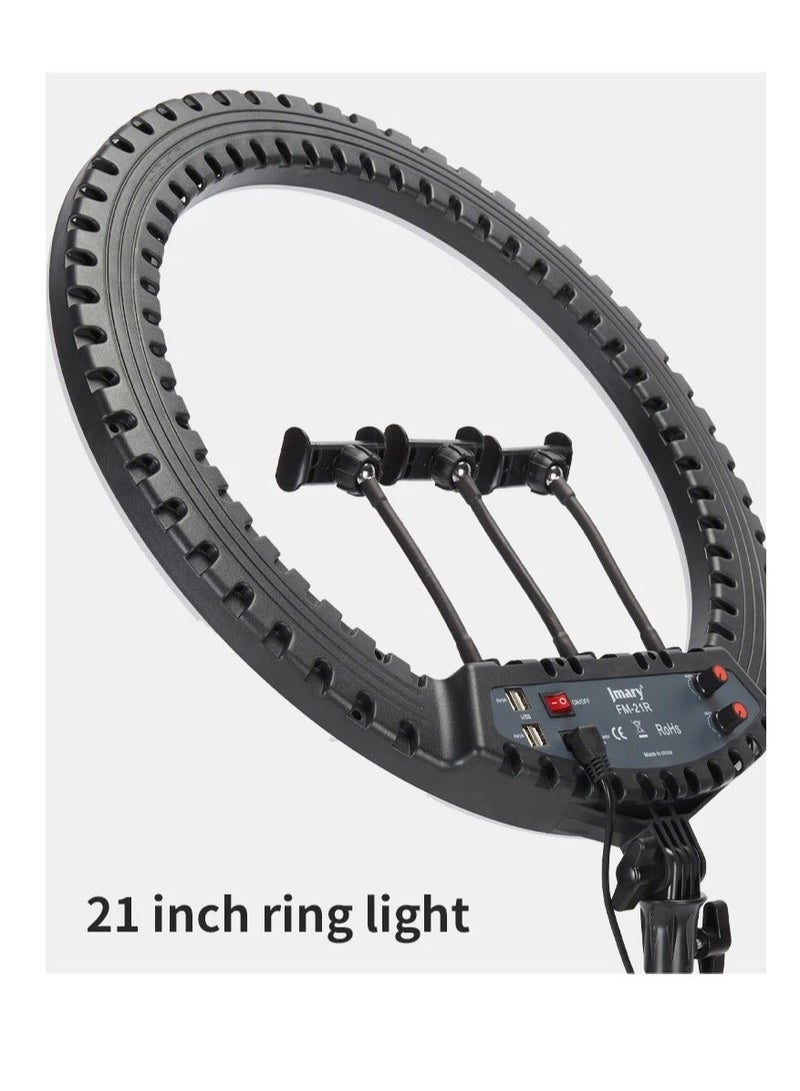 Jmary 21 Inch Ring Light Tripod Stand with 3 Phone Brackets Soft LED Ring Light with Remote - Image 2