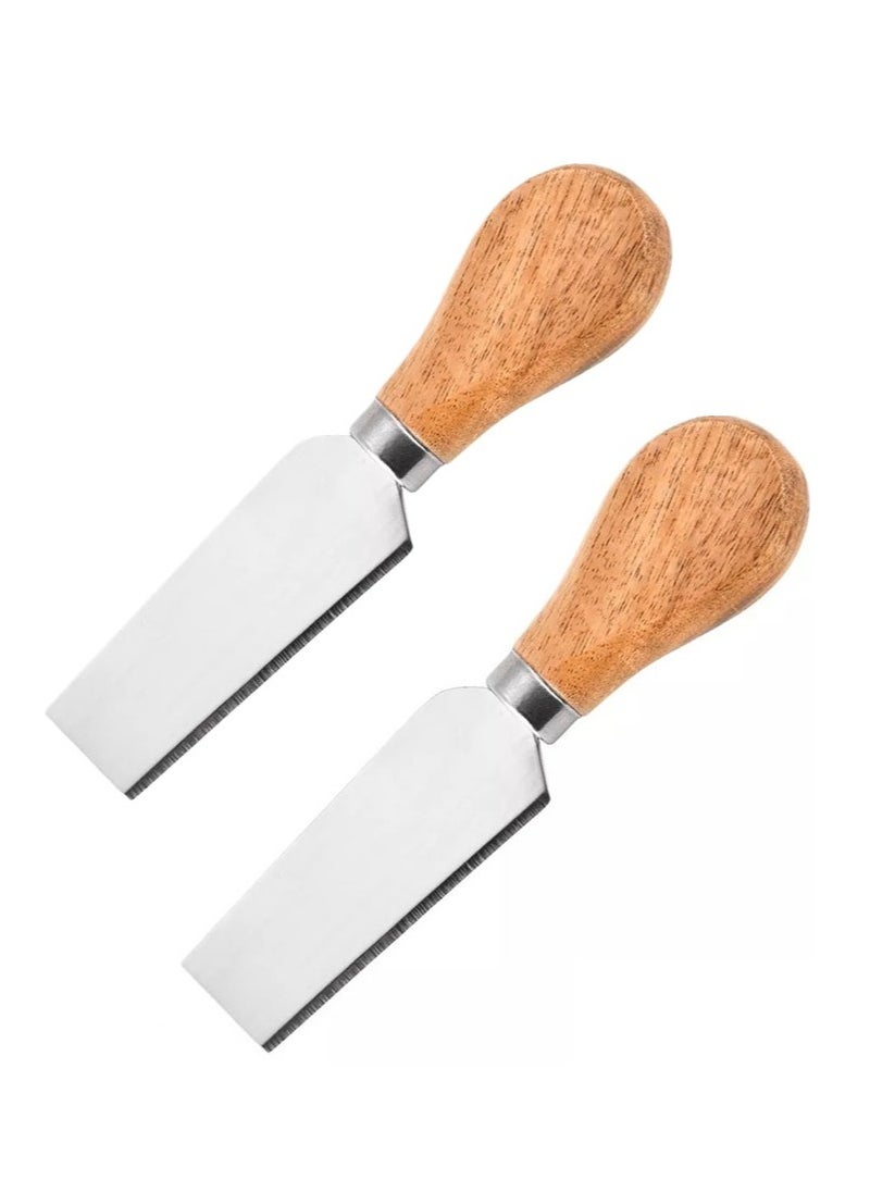 Generic - 2-Piece Rectangular Cheese Knife With Wooden Handle Silver/Brown - Image 1