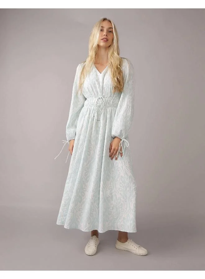 امريكان ايجل AE Long-Sleeve Tie Front Midi Dress
