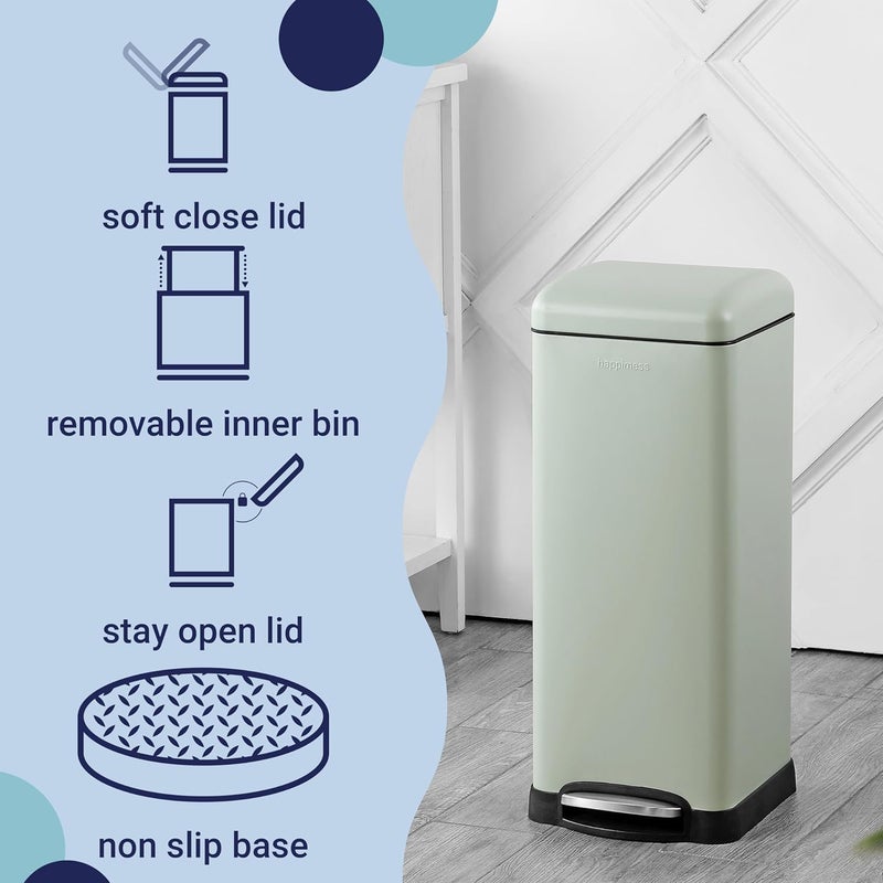 happimess HPM1007E Betty Retro 8-Gallon Step-Open Trash Can with Soft-Close Lid, Fingerprint Resistant, Modern, Minimalistic for Home, Kitchen, Laundry Room, Office, Bedroom, Bathroom, Mint Green - Image 4