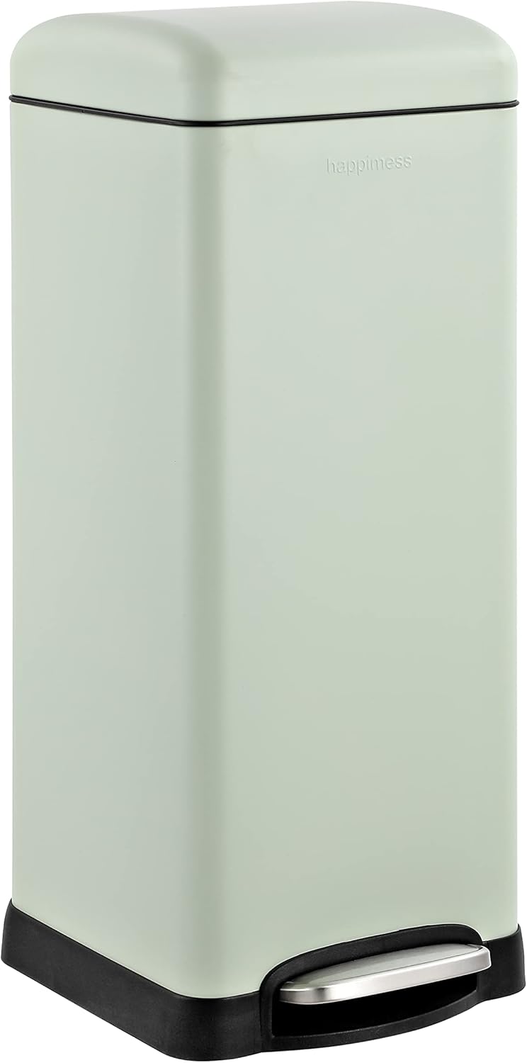 happimess HPM1007E Betty Retro 8-Gallon Step-Open Trash Can with Soft-Close Lid, Fingerprint Resistant, Modern, Minimalistic for Home, Kitchen, Laundry Room, Office, Bedroom, Bathroom, Mint Green - Image 1