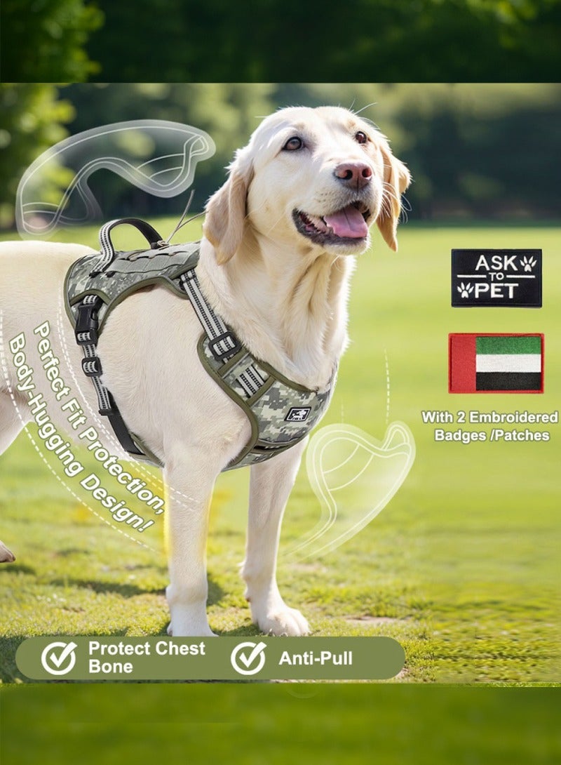 Generic Tactical Dog Harness for Medium and Large Dogs, With 2 Embroidered  hook and loop Patches, Adjustable No Pull Vest with Handle, Reflective Strips, for Training, Walking, and Hiking - Image 2