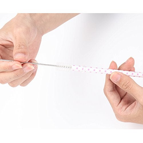 SUBANG 50 Pack Reusable Straws, BPA-Free, 9" Colorful Hard Plastic Stripe Drinking Straw for Mason Jar Tumbler, Family or Party Use with Cleaning Brush - Image 3