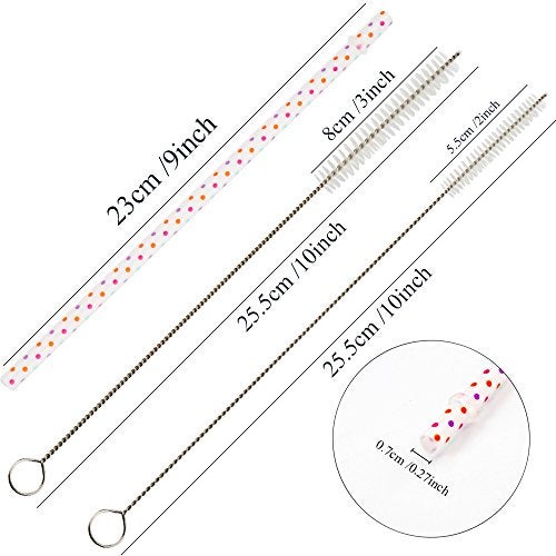 SUBANG 50 Pack Reusable Straws, BPA-Free, 9" Colorful Hard Plastic Stripe Drinking Straw for Mason Jar Tumbler, Family or Party Use with Cleaning Brush - Image 2