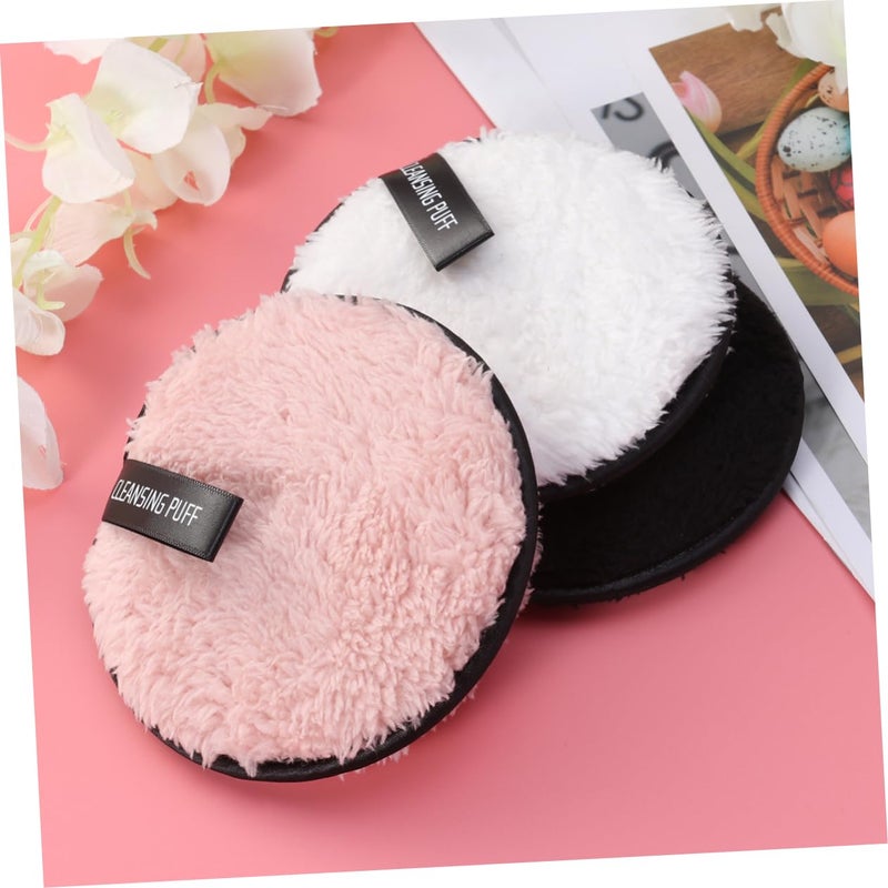 3pcs Makeup Remover Puff Double-sided Pads for Facial Cleansing Safe Odorless Makeup Removal Towel Portable Easy to Carry Random Color - Image 3