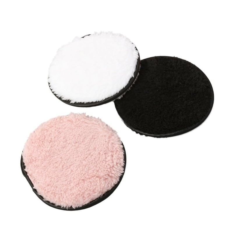 3pcs Makeup Remover Puff Double-sided Pads for Facial Cleansing Safe Odorless Makeup Removal Towel Portable Easy to Carry Random Color - Image 1
