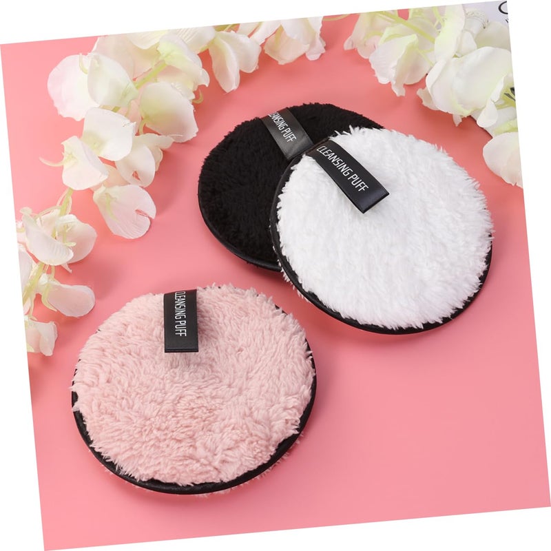 3pcs Makeup Remover Puff Double-sided Pads for Facial Cleansing Safe Odorless Makeup Removal Towel Portable Easy to Carry Random Color - Image 2