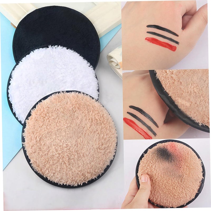 3pcs Makeup Remover Puff Double-sided Pads for Facial Cleansing Safe Odorless Makeup Removal Towel Portable Easy to Carry Random Color - Image 4