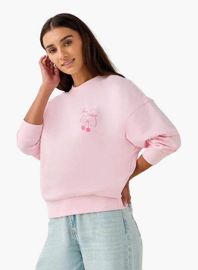 سبلاش فيڤ Regular Fit Sweatshirt with Typographic Print