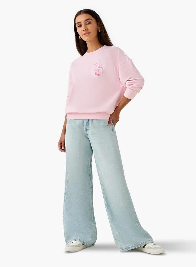 Splash FAV Regular Fit Sweatshirt with Typographic Print