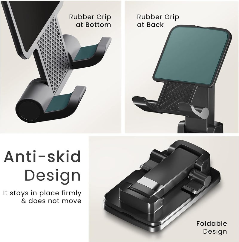 AMBRANE Tablet & Mobile Holder for All Smartphones, Tabs, Kindle, iPad Mobile Holding Tabletop Stand, Height Adjustment, Foldable Design, Multipurpose, Anti-Skid Design (Twistand +, Black) - Image 5