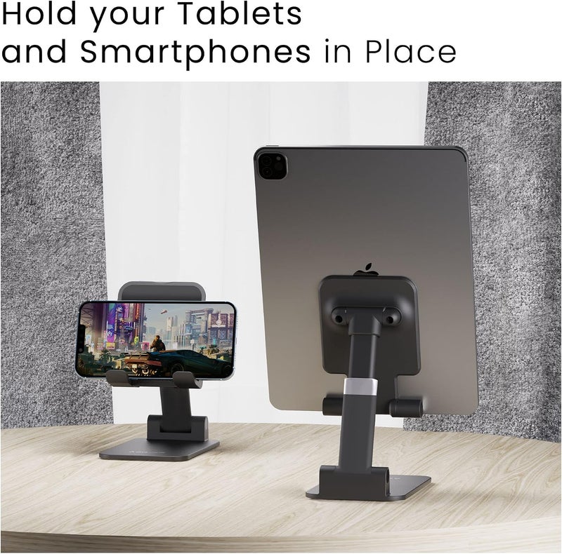 AMBRANE Tablet & Mobile Holder for All Smartphones, Tabs, Kindle, iPad Mobile Holding Tabletop Stand, Height Adjustment, Foldable Design, Multipurpose, Anti-Skid Design (Twistand +, Black) - Image 2